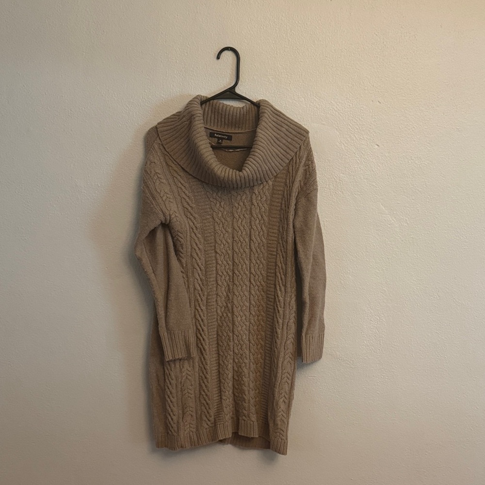 Relativity Taupe Cowl Neck Sweater